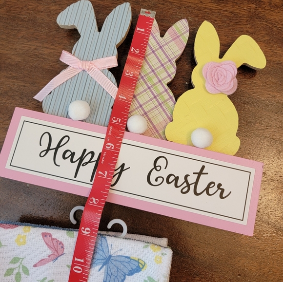 Easter Decoration & Kitchen Dishcloth Set Spring Bunny Butterfly Herbs Pastels - Picture 5 of 7